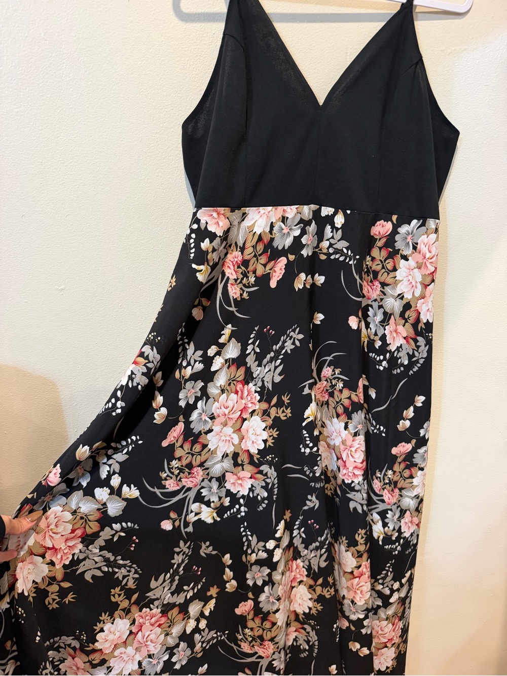 SHEIN Black Maxi Dress with Pink Floral Print